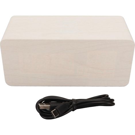 Digitaler Wecker aus Holz, kabelloses Laden, Wochenendmodus, Doppelalarm, Schlummerfunktion, 10 W, LED