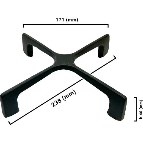 Kit Griglia in Ghisa, Compatibile con Cucine Whirlpool Ignis, per Tripla Corona, Dimensioni: 238x171x46 (mm), con Piedini Antigraffio e Silicone per Manutenzione (1/5)