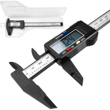 Calibrador de 150 mm (6") con pantalla LCD y batería de respaldo. Micrómetro digital de fibra de carbono para mediciones externas, internas, de profundidad y de paso. (1/4)