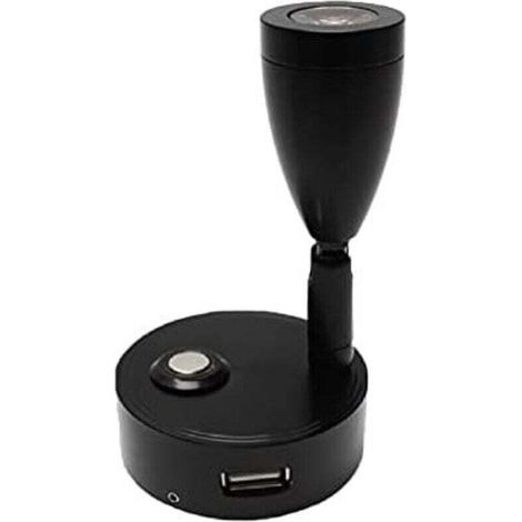Lampe de lecture avec interrupteur tactile marche/arrêt et support USB. 5 V/2 A, convient aux caravanes, camping-cars,bateaux,lumière blanche (noir) (1/4)