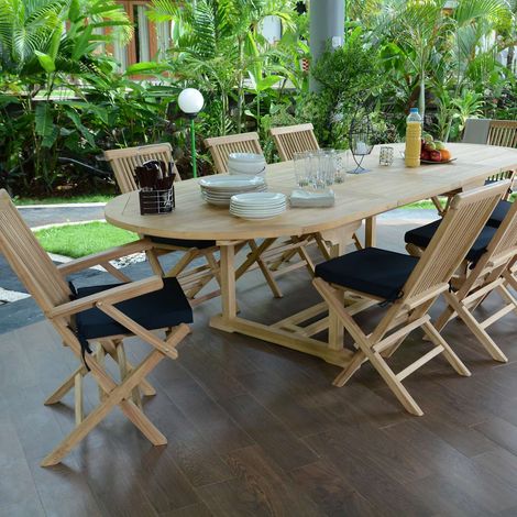 Salon de jardin en teck massif Biarritz, 8 places (1/5)