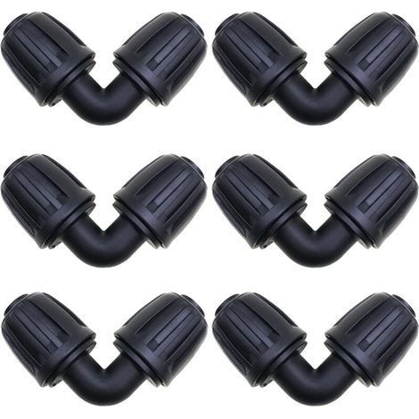 Raccord d’irrigation coudé 16 mm – Lot de 6 connecteurs pour tuyaux PE de jardin – Compatible avec systèmes goutte-à-goutte et arrosage automatique (1/5)