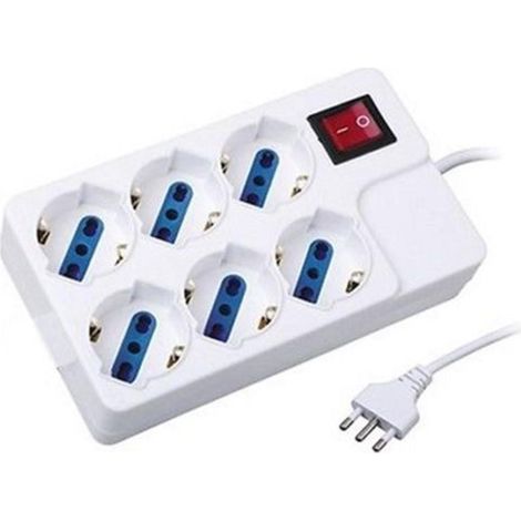MULTIPRESA 6 POSTI CON SCHUKO + BIPASSO CON INTERRUTTORE GENERALE FER 108829 (1/2)