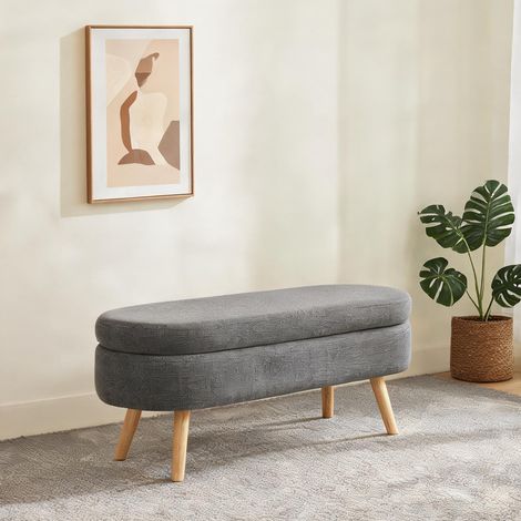 Banc de rangement 110 cm en chenille gris 110 x 40 x 42 cm (1/5)