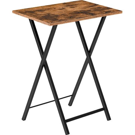 Table d’Appoint, Bouts de Canapé, Tables Pliables de Style Industriel, Tables-Plateaux de Télévision, Basse Table pour Petit Espace, pour Salon, Chambre, Marron Rustique EBF15BZ01 (1/5)