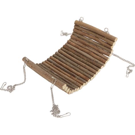 Balançoire en bois pour hamster, grand espace de jeu et d'escalade, avec chaîne de suspension, pour souris et perroquets, 15 x 30 cm / 5,9 x 11,8 pouces (1/5)