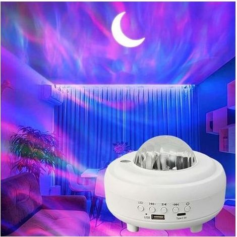 Northern Lights Projecteur d'aurores boréales avec haut-parleur Bluetooth pour décoration de chambre d'enfants et adultes (blanc) (1/5)