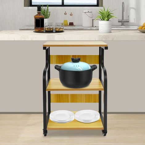 3-stufiger Druckertisch mit Rädern 50 x 40 x 74.5 cm Mobiler Druckerständer Großen Druckerwagen auf Rollen für Zuhause Büro, Rustikales, Heißpresse (1/5)
