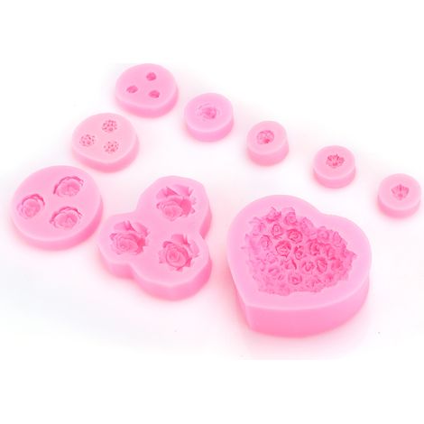 9-teiliges Set einzigartiger herz- und rosenförmiger Silikon-Backformen für Schokoladenkuchen – DIY-Backzubehör (1/5)