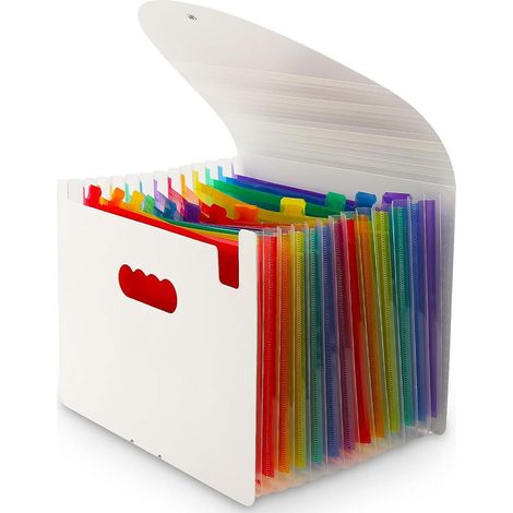 Organiseur De Dossiers - 24 Compartiments Rétractables - Ouverture Supérieure Pour Documents A4 - Avec Étiquettes Alphabétiques AZ - 1 Pièce (1/5)