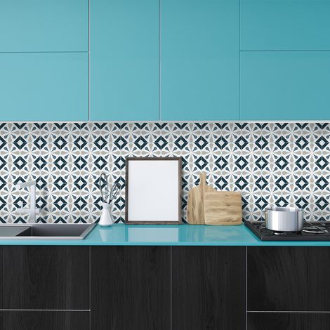 Sticker Mural Carrelage adhésif Cuisine Salle de Bain - 24 STICKERS CARRELAGES AZULEJOS AZELINA - 24stickers10x10cm (1/5)