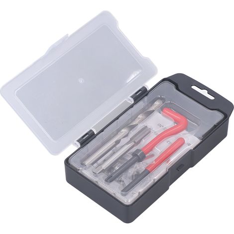 Kit de 25 pièces de réparation de filetage en acier inoxydable M6x1.0mm, inserts filetés, foret HSS et taraud, pour réparation automobile. (1/5)
