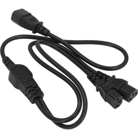 Rallonge électrique IEC320 C14 mâle vers 2 C13 femelles, répartiteur en Y, câble adaptateur haute puissance pour PDU d'ordinateur, 1 mètre (1/5)
