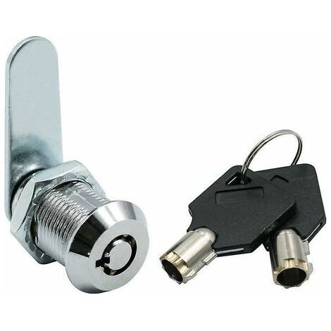 Serrures et verrous en alliage pour porte de placard, serrure de sécurité pour boîte aux lettres, serrure pour meubles (boîte aux lettres, tiroir, placard, armoire), avec 2 clés 20 mm (argent) (1/4)