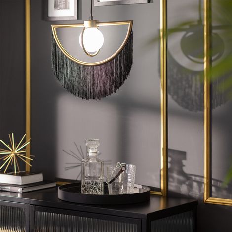 Lampada a Sospensione con Frange Metalliche Dalila  Nero