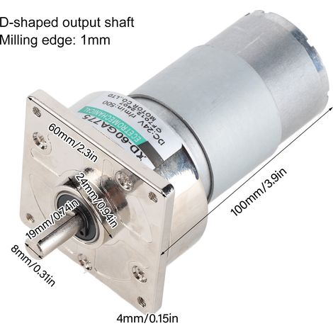 Moteur à engrenages métalliques à courant continu miniature 35 W, vitesse réglable CW/CCW (24 V 500 tr/min) (1/5)