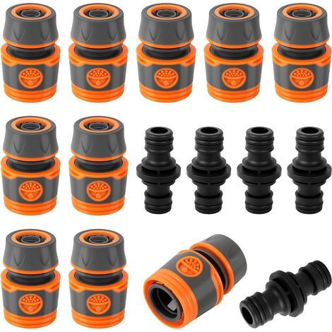 Raccords de Tuyau D'arrosage, 15 Pièces Embout Tuyau Arrosage avec Accessoires de Raccord, Connecteur Rapide de Tuyau D'arrosage 1/2 Pouce Raccord Tuyau Arrosage pour Famille Jardin (1/5)