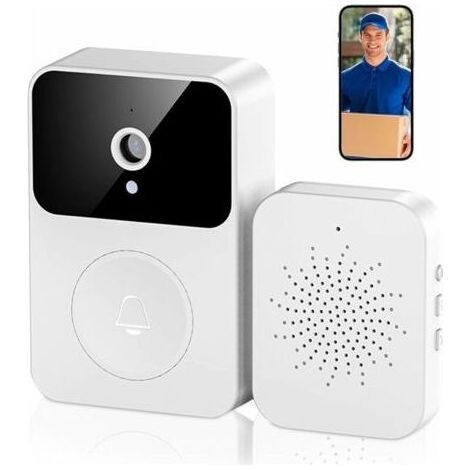 Sonnette vidéo intelligente, sonnette vidéo sans fil, téléphone fixe, sonnette, communication bidirectionnelle, avec contrôle via application pour la sonnette intérieure-AquaForge