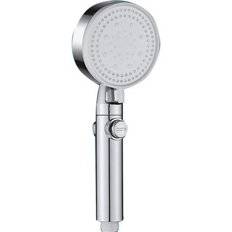 Cabezal de ducha de ahorro de agua de 5 modos, cabezal de ducha ajustable, apagado con un botón, cabezal de ducha de baño, cabezal de ducha universal de ahorro de agua (plata) (1/5)