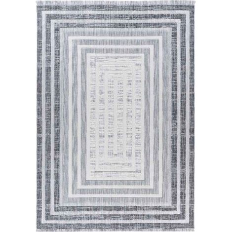 Tapis Tissé Géométrique "Sarai" Gris 80 x 150 cm (1/5)