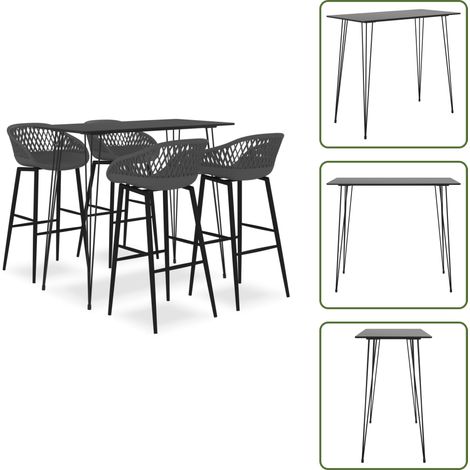 Ensemble de bar 5 pcs Noir et gris - Ensemble De Bar - Meuble De Salle À Manger - Table De Bar - Tabouret De Bar - Mobilier Moderne (1/5)