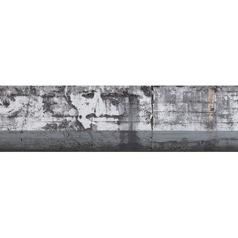 Papier peint panoramique gris original | Tapisserie panoramique imitation pierre délavée | Papiers peints panoramiques designs pour style industriel - 250 x 900 cm (9 pièces) (1/4)