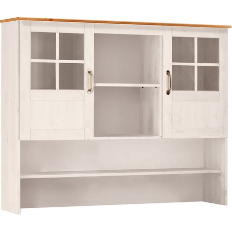 Alby-Huche avec 2 portes vitrées 1+1 étagères en laque blanc pin (1/3)