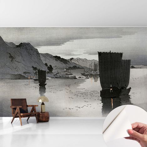 Papier peint adhésif décoratif avec colle pour salon chambre et bureau Installation rapide Baie au crépuscule 416x254 cm (1/5)