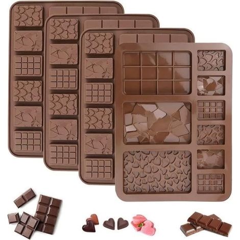 Schokoladenform – zum Auseinanderbrechen – 20,4 x 15 cm – lebensmittelechtes Silikon – 4-teilig – hitzebeständig (1/4)