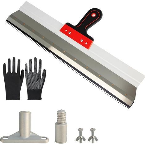 Cazzuola piatta con supporto per manico, cazzuola dentata da 56 cm, grande cazzuola per superfici in cartongesso, cazzuola per facciate (1/5)