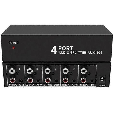Répartiteur audio avec 1 entrée et 4 sorties, répartiteur audio stéréo auxiliaire RCA canal gauche/droite, compatible avec les ordinateurs, les haut-parleurs, etc. (1/5)