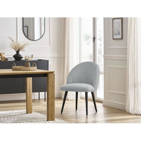 BOBOCHIC - Chaise LALIE tissu velours côtelé et pieds scandinaves noirs Gris clair (1/5)