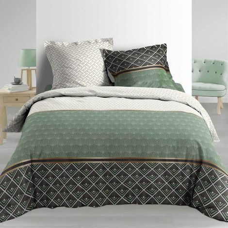 Douceur D'Intérieur – Housse de couette 220x240 cm – 100% coton percale 78 fils – 2 taies 63x63 cm – Parure de lit pour 2 personnes