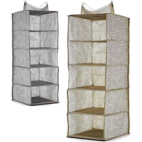 TrAdE Shop Traesio - Organizer Da Armadio Salvaspazio In Tnt Da Appendere Con 5 Scomparti Ripiegabile 2 Colori - (1/4)