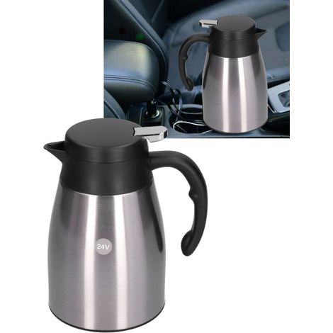 Calentador de agua portátil para coche, de acero inoxidable, 24 V, 1200 ml, con base, para camión y coche, color blanco (1/5)