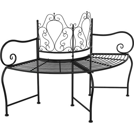 Maison Exclusive - Banco de jardín de acero negro 150 cm (1/5)
