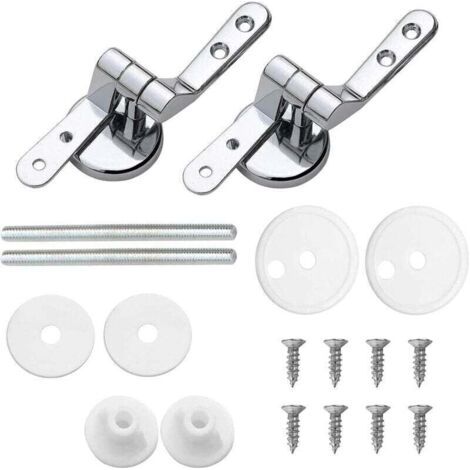 Attaches Charnière Abattant WC, Lot de 2 Charnières de Rechange pour Lunette de Toilette avec Fixations en Alliage,charniere abattant wc-- (1/4)