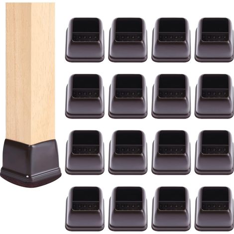 Ensemble de 16 protections carrées pour pieds de chaise - Embouts de pieds de chaise - Protections pour pieds de meubles - Avec feutre - Convient aux coins de table de 28 à 35 mm (1/5)