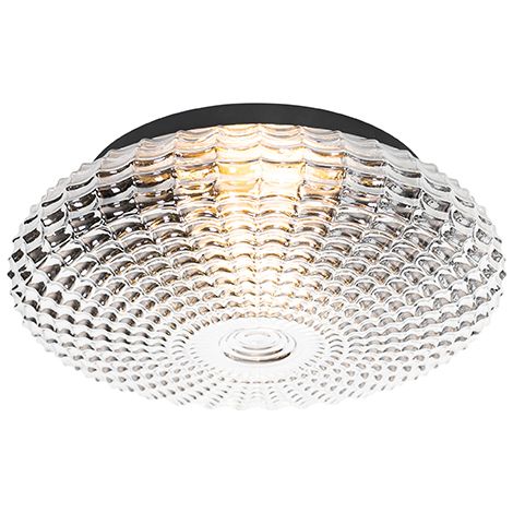 Classic Ceiling Light Black with Smoke Glass 35 cm IP44 - Nohmi (1/4)