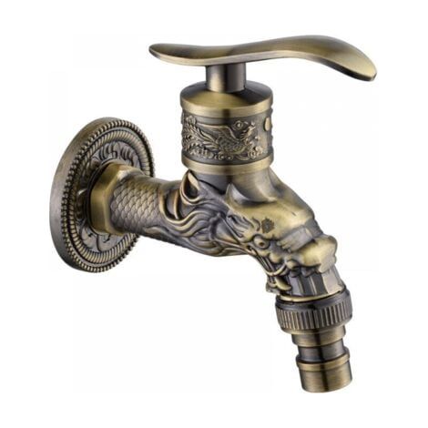 Robinet de machine à laver de piscine à vadrouille froide simple antique, robinet de balcon extérieur à 4 points, robinet rétro en bronze (1/5)