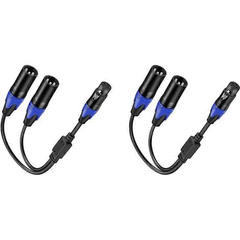 Câble répartiteur XLR, adaptateur audio répartiteur de microphone symétrique en Y (1 XLR femelle vers 2 XLR mâles), lot de 2 (1/5)