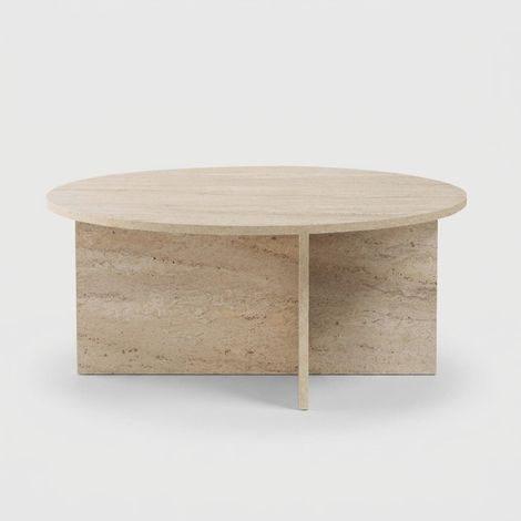 Runder Wohnzimmer-Beistelltisch aus Holz 90x90 Soleil - Beige