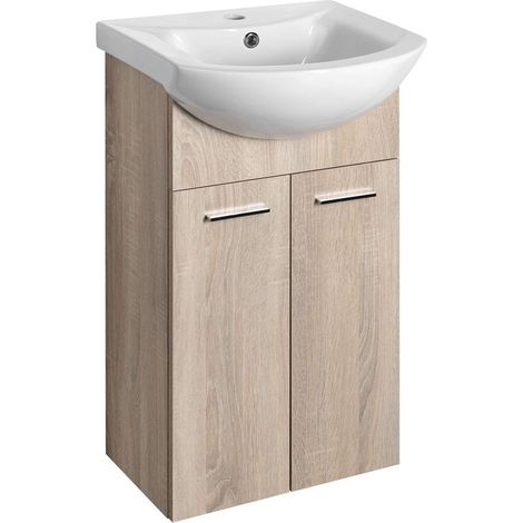 Aqualine Zoja - Mobiletto per lavabo 42x74x25 cm, rovere platino 51144 (1/5)