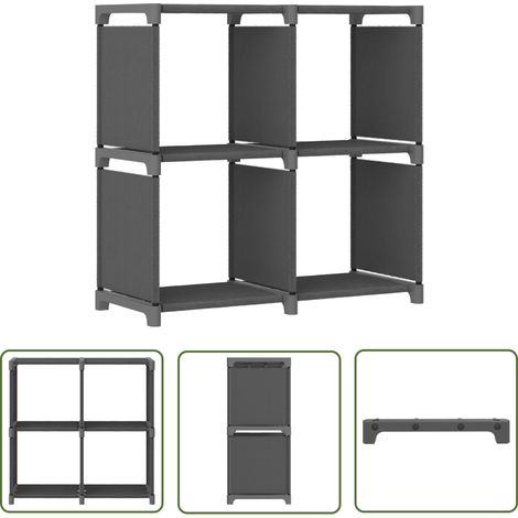 The Living Store Würfel-Regal 4 Fächer Grau 69x30x72,5 cm Stoff - Bücherregal - Wohnraumorganisation - Stauraum - Textilregal - Graues Regal (1/5)