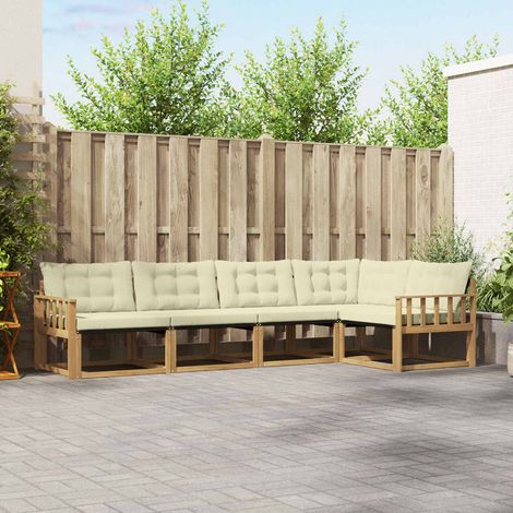 vidaXL Outdoor-Sofagarnitur mit Kissen 5 pcs Weiß und Creme (1/5)