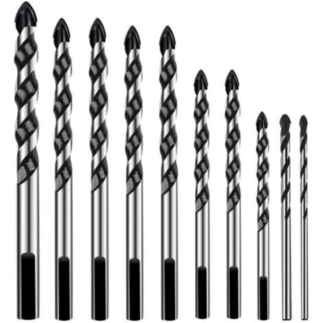 QORVA-10 forets en carbure de tungstène, 3 à 12 mm, pour métal, céramique, béton et bois. (1/5)