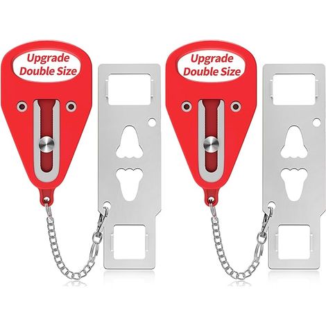 Verrou de porte rouge - Serrure portable pour confidentialité et sécurité en hôtels, voyages, domicile, appartements et écoles. (1/5)
