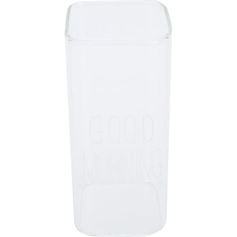 Innovativer, transparenter Milchbecher für Kaffee, Tee und andere Getränke – Glaswaren für Zuhause und Gastronomie – 400 ml, weißes Etikett (1/5)