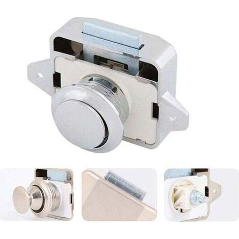 Serrures de porte à bouton-poussoir - serrures de porte de placard sans clé pour camping-car, paquet de 5, argent (1/4)