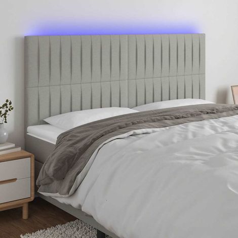Tête de lit à LED Gris clair 200x5x118/128 cm Tissu (1/5)